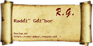 Radó Gábor névjegykártya